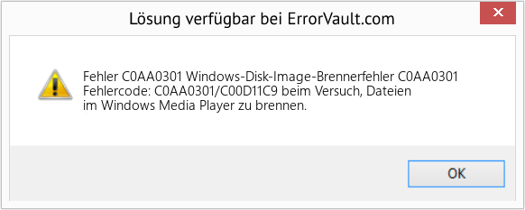 Fix Windows-Disk-Image-Brennerfehler C0AA0301 (Error Fehler C0AA0301)