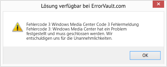 Download Error <?php echo $number; ?> (Windows Media Center Code 3 Fehlermeldung) Repair Tool Fix Windows Media Center Code 3 Fehlermeldung (Error Fehlercode 3)
