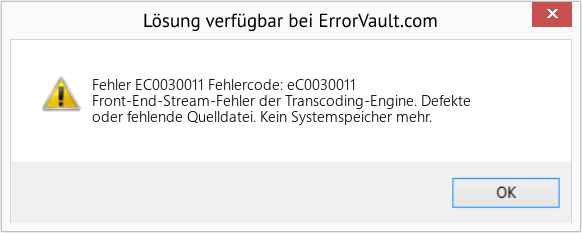 Fix Fehlercode: eC0030011 (Error Fehler EC0030011)