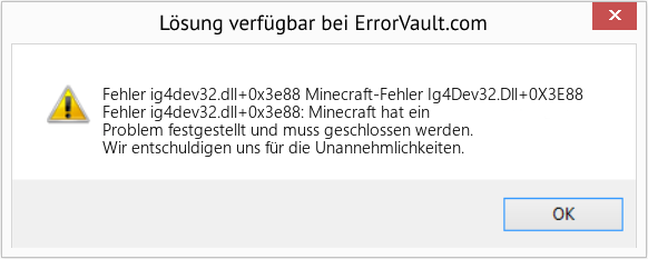 Fix Minecraft-Fehler Ig4Dev32.Dll+0X3E88 (Error Fehler ig4dev32.dll+0x3e88)