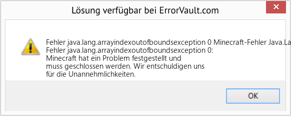 Fix Minecraft-Fehler Java.Lang.Arrayindexoutofboundsexception 0 (Error Fehler java.lang.arrayindexoutofboundsexception 0)