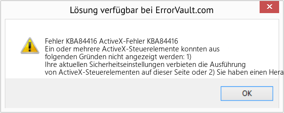 Fix ActiveX-Fehler KBA84416 (Error Fehler KBA84416)