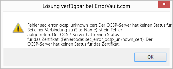 Download Error <?php echo $number; ?> (Der OCSP-Server hat keinen Status für das Zertifikat) Repair Tool Fix Der OCSP-Server hat keinen Status für das Zertifikat (Error Fehler sec_error_ocsp_unknown_cert)