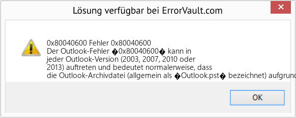 Fix Fehler 0x80040600 (Error 0x80040600)