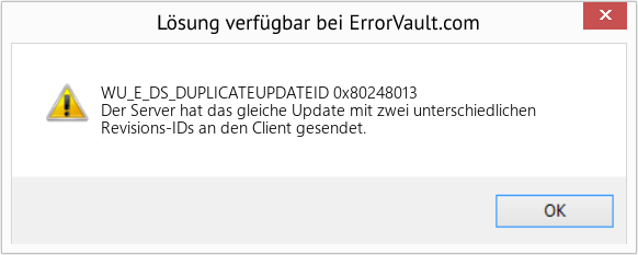 Fix 0x80248013 (Error WU_E_DS_DUPLICATEUPDATEID)