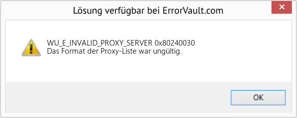 Fix 0x80240030 (Error WU_E_INVALID_PROXY_SERVER)
