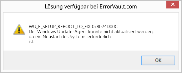 Fix 0x8024D00C (Error WU_E_SETUP_REBOOT_TO_FIX)