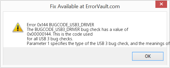 Fix BUGCODE_USB3_DRIVER (Error Error 0x144)