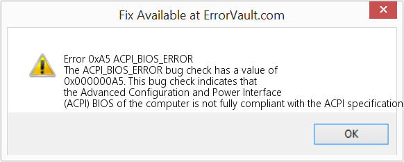 Fix ACPI_BIOS_ERROR (Error Error 0xA5)