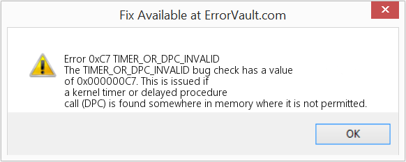 Fix TIMER_OR_DPC_INVALID (Error Error 0xC7)