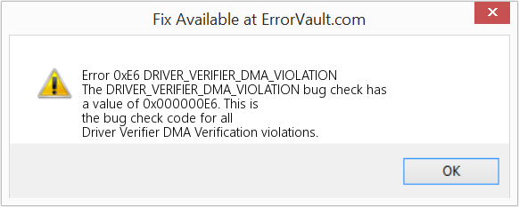 Fix DRIVER_VERIFIER_DMA_VIOLATION (Error Error 0xE6)