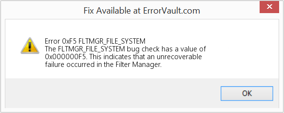 Fix FLTMGR_FILE_SYSTEM (Error Error 0xF5)