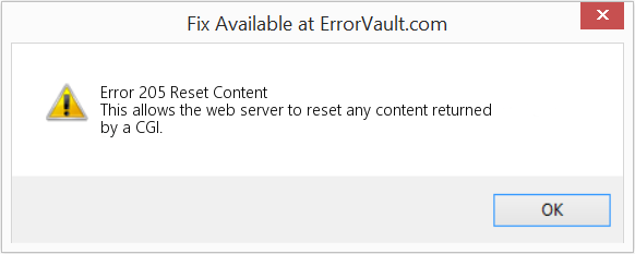 Fix Reset Content (Error Error 205)