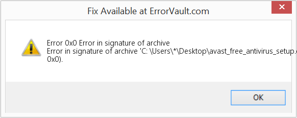 Fix Error in signature of archive (Error Code 0x0)