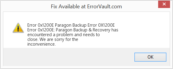 Fix Paragon Backup Error 0X1200E (Error Code 0x1200E)