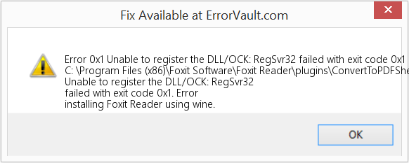 Fix Unable to register the DLL/OCK: RegSvr32 failed with exit code 0x1 (Error Code 0x1)