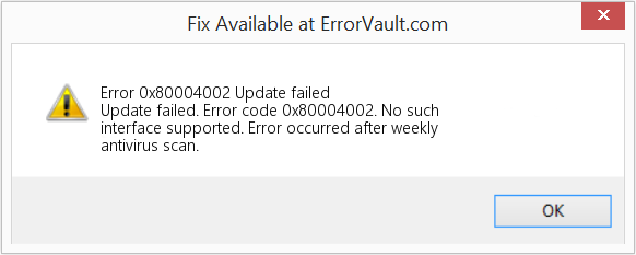 Fix Update failed (Error Code 0x80004002)