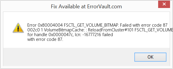 Fix FSCTL_GET_VOLUME_BITMAP. Failed with error code 87 (Error Code 0x80004004)