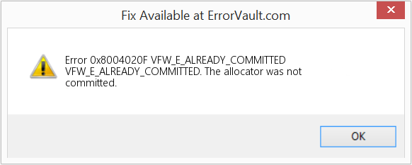 Fix VFW_E_ALREADY_COMMITTED (Error Code 0x8004020F)