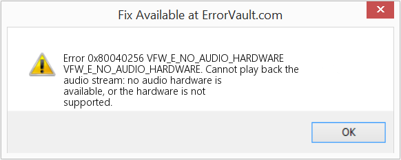 Download Error <?php echo $number; ?> (VFW_E_NO_AUDIO_HARDWARE) Repair Tool Fix VFW_E_NO_AUDIO_HARDWARE (Error Code 0x80040256)