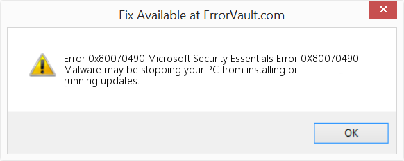 Fix Microsoft Security Essentials Error 0X80070490 (Error Code 0x80070490)