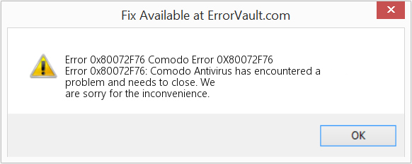 Download Error <?php echo $number; ?> (Comodo Error 0X80072F76) Repair Tool Fix Comodo Error 0X80072F76 (Error Code 0x80072F76)