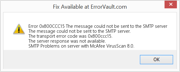 Fix The message could not be sent to the SMTP server (Error Code 0x800CCC15)