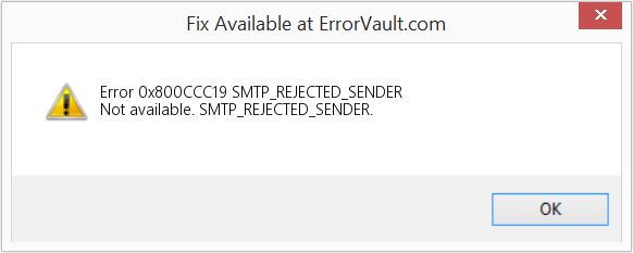 Fix SMTP_REJECTED_SENDER (Error Code 0x800CCC19)