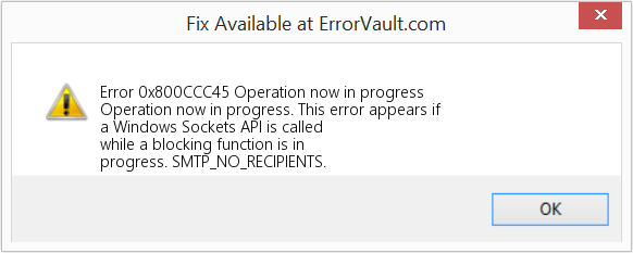 Fix Operation now in progress (Error Code 0x800CCC45)
