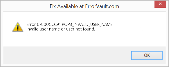 Fix POP3_INVALID_USER_NAME (Error Code 0x800CCC91)