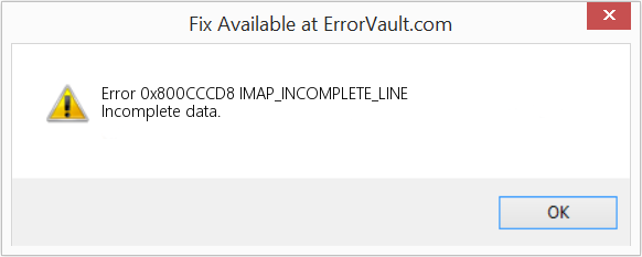 Download Error <?php echo $number; ?> (IMAP_INCOMPLETE_LINE) Repair Tool Fix IMAP_INCOMPLETE_LINE (Error Code 0x800CCCD8)