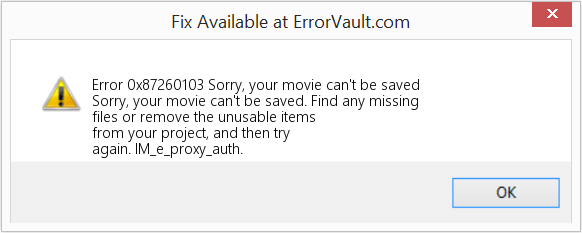 Fix Sorry, your movie can't be saved (Error Code 0x87260103)