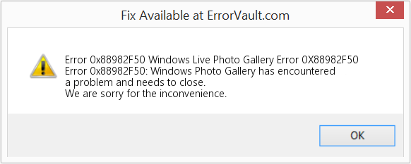 Fix Windows Live Photo Gallery Error 0X88982F50 (Error Code 0x88982F50)
