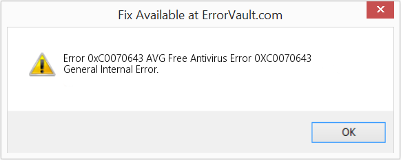 Fix AVG Free Antivirus Error 0XC0070643 (Error Code 0xC0070643)