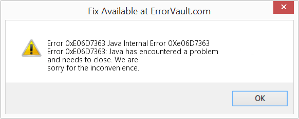 Fix Java Internal Error 0Xe06D7363 (Error Code 0xE06D7363)