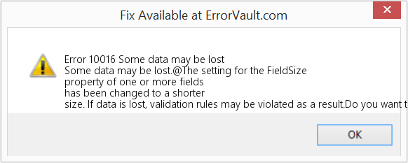 Fix Some data may be lost (Error Code 10016)
