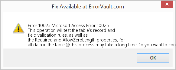 Fix Microsoft Access Error 10025 (Error Code 10025)
