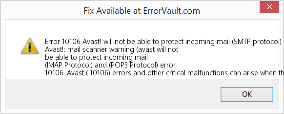 Fix Avast! will not be able to protect incoming mail (SMTP protocol) (Error Code 10106)