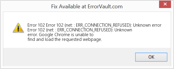 Download Error <?php echo $number; ?> (Error 102 (net: : ERR_CONNECTION_REFUSED): Unknown error) Repair Tool Fix Error 102 (net: : ERR_CONNECTION_REFUSED): Unknown error (Error Code 102)