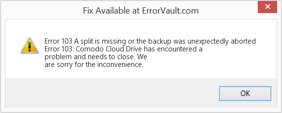 Fix A split is missing or the backup was unexpectedly aborted (Error Code 103)