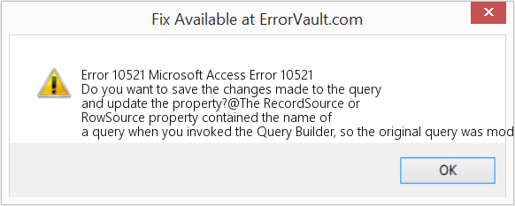 Fix Microsoft Access Error 10521 (Error Code 10521)