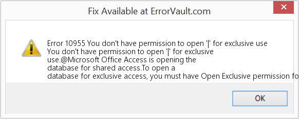 Fix You don't have permission to open '|' for exclusive use (Error Code 10955)
