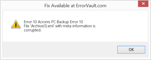 Fix Acronis PC Backup Error 10 (Error Code 10)