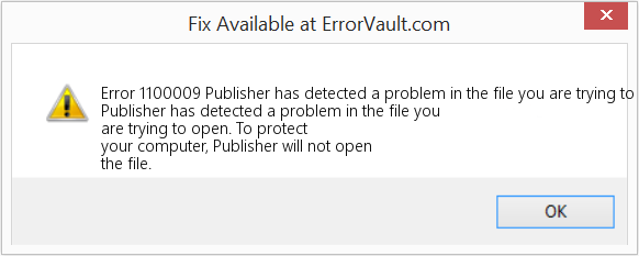 Fix Publisher has detected a problem in the file you are trying to open (Error Code 1100009)