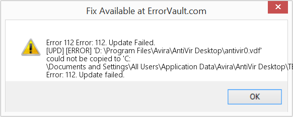 Fix Error: 112. Update Failed. (Error Code 112)