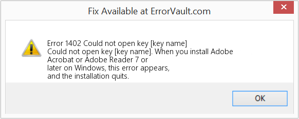 Fix Could not open key [key name] (Error Code 1402)