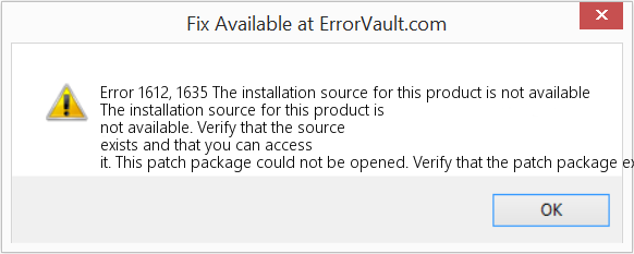 Fix The installation source for this product is not available (Error Code 1612, 1635)
