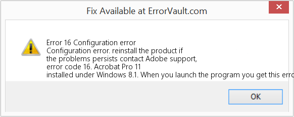 Fix Configuration error (Error Code 16)