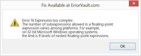 Fix Expression too complex (Error Code 16)