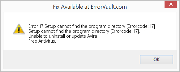 Fix Setup cannot find the program directory [Errorcode: 17] (Error Code 17)